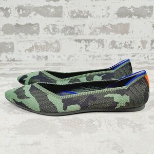 NEW Rothy’s The Point Olive Camo Slip On Ballet Flat Shoes O40